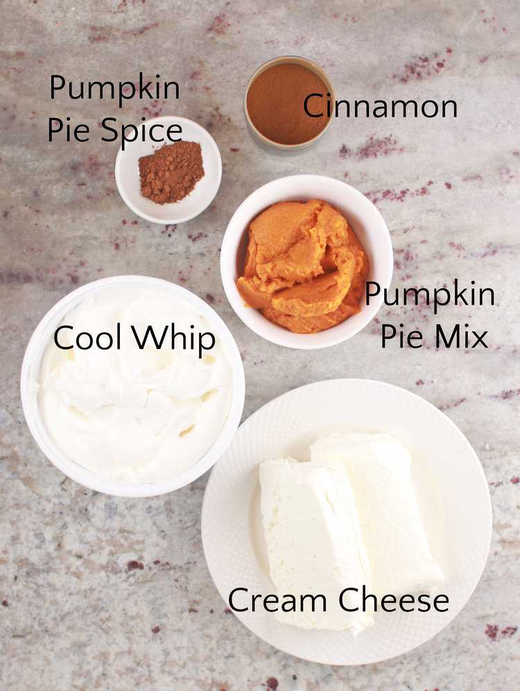 Ingredients to make pumpkin cream cheese dip